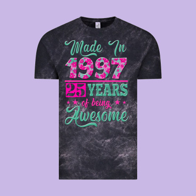 Made In 1997, 25 Years Of Being Awesome Vintage Tee Designed By Jasminsmagicworld