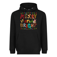 Black Merry And Bright Heavyweight Hoodie - FaDigitalArtStudio