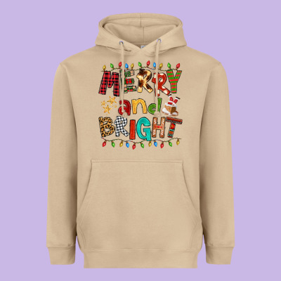Merry And Bright Heavyweight Hoodie Designed By Fadigitalartstudio