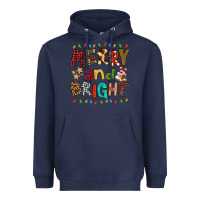 Navy Merry And Bright Heavyweight Hoodie - FaDigitalArtStudio