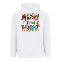 White Merry And Bright Heavyweight Hoodie - FaDigitalArtStudio