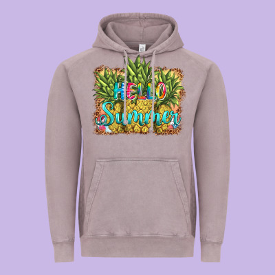 Hello Summer Pineapple Vintage Hoodie Designed By Barkaloodesign