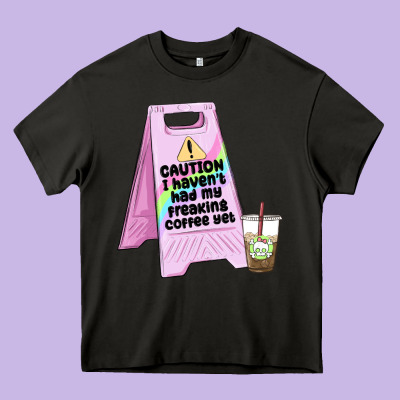 Caution I Haven't Had My Coffee Yet Heavy Core Tee Designed By Maliassmallbusiness