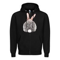 Black Easter bunny back view Zipper Hoodie - OliviaCreatesArt