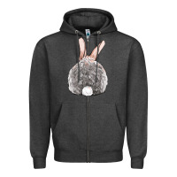 Charcoal Heather Easter bunny back view Zipper Hoodie - OliviaCreatesArt