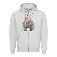Dove Grey Easter bunny back view Zipper Hoodie - OliviaCreatesArt