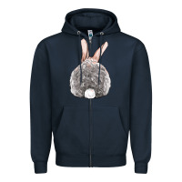 Navy Easter bunny back view Zipper Hoodie - OliviaCreatesArt