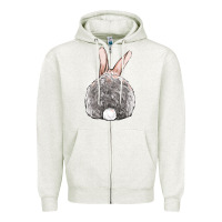 Oatmeal Heather Easter bunny back view Zipper Hoodie - OliviaCreatesArt