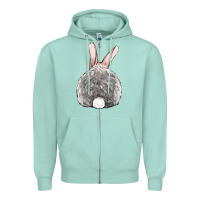 Seafoam Easter bunny back view Zipper Hoodie - OliviaCreatesArt