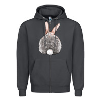 Smoke Easter bunny back view Zipper Hoodie - OliviaCreatesArt