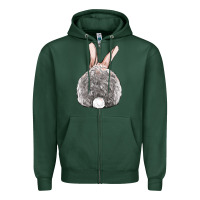 Sports Green Easter bunny back view Zipper Hoodie - OliviaCreatesArt