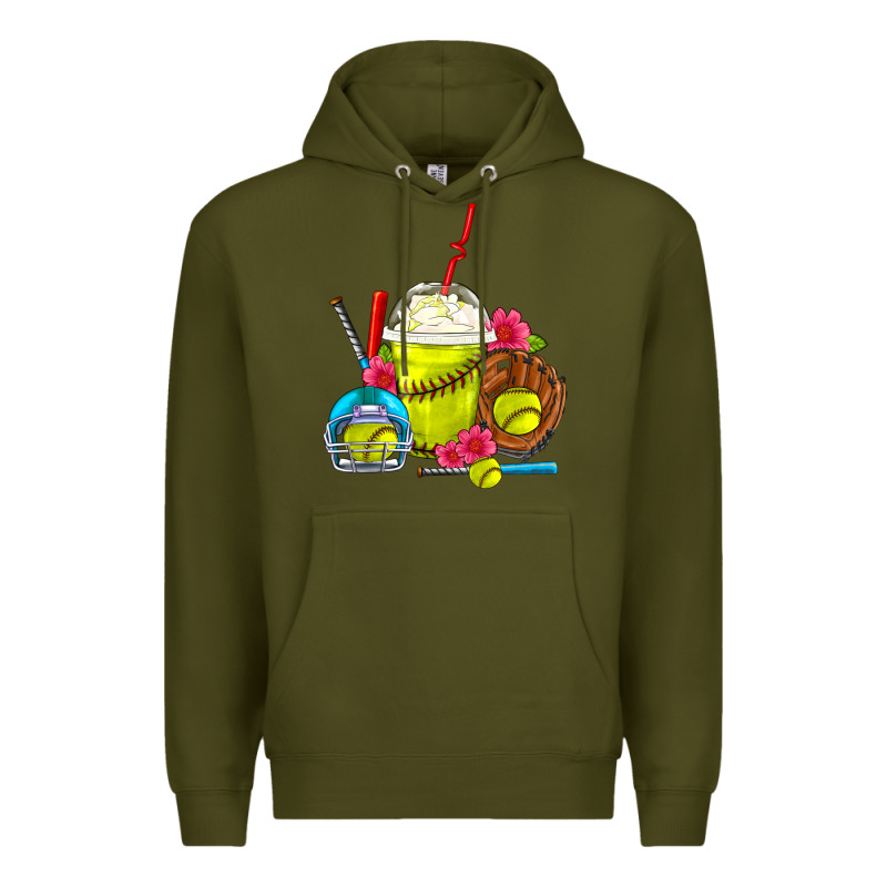 Softball Frappe Coffee Premium Hoodie by FaDigitalArtStudio | Teevron