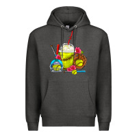 Charcoal Heather Softball Frappe Coffee Premium Hoodie - FaDigitalArtStudio