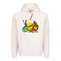 Pale Pink Softball Frappe Coffee Premium Hoodie - FaDigitalArtStudio