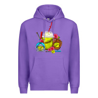 Purple Softball Frappe Coffee Premium Hoodie - FaDigitalArtStudio