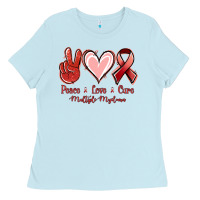 Baby Blue Peace Love Cure Multiple Myeloma Cancer Ladies Tee - Jasminsmagicworld