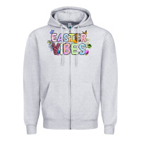 Heather Grey Easter vibes Zipper Hoodie - OliviaCreatesArt