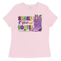 Bubblegum Pink shake your bootie mardi gras Ladies Tee - MaliasSmallBusiness