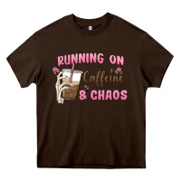 Chocolate Brown running on caffeine & chaos Heavy Core Tee - MaliasSmallBusiness