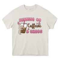 Cream running on caffeine & chaos Heavy Core Tee - MaliasSmallBusiness