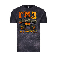 Cloud Black i'm three this is how i roll monster truck birthday Vintage Tee - Jasminsmagicworld