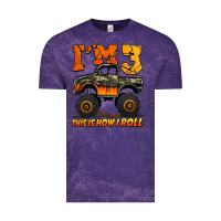 Cloud Purple i'm three this is how i roll monster truck birthday Vintage Tee - Jasminsmagicworld