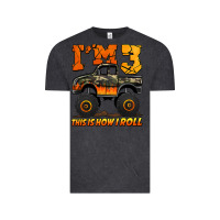 Vintage Black i'm three this is how i roll monster truck birthday Vintage Tee - Jasminsmagicworld