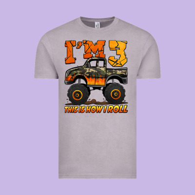 I'm Three This Is How I Roll Monster Truck Birthday Vintage Tee Designed By Jasminsmagicworld