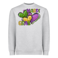 Heather Grey mardi gras heart Heavyweight Sweatshirt - CowGirlArtShop