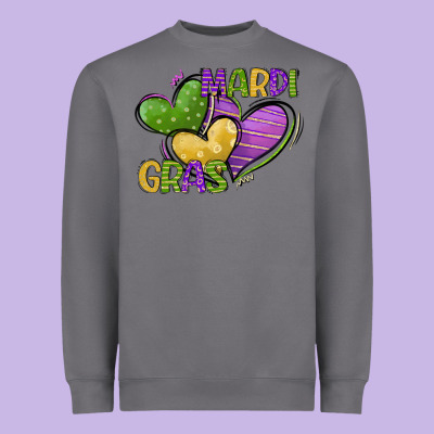 Mardi Gras Heart Heavyweight Sweatshirt Designed By Cowgirlartshop