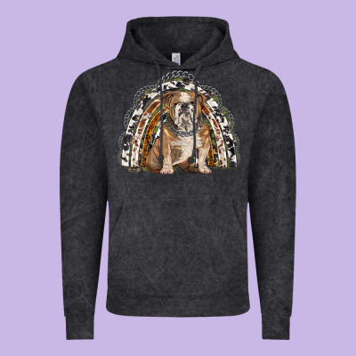 English Bulldog Rainbow Vintage Hoodie Designed By Barkaloodesign