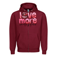 Burgundy Love more worry less Zipper Hoodie - FaDigitalArtStudio