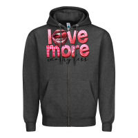 Charcoal Heather Love more worry less Zipper Hoodie - FaDigitalArtStudio