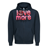 Navy Love more worry less Zipper Hoodie - FaDigitalArtStudio