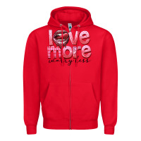Red Love more worry less Zipper Hoodie - FaDigitalArtStudio