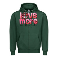 Sports Green Love more worry less Zipper Hoodie - FaDigitalArtStudio