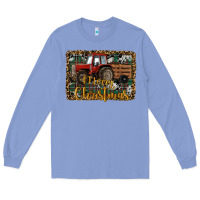 Colony Blue Merry Christmas Farm Tractor Long Sleeve Tee - RanaPortraitStore