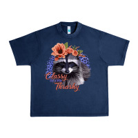 Navy Classy But a Little Thrashy Raccoon with Flowers Urban Heavy Tee - Bettercallsaul