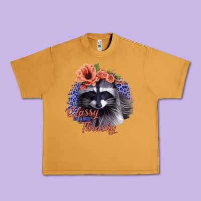 Classy But A Little Thrashy Raccoon With Flowers Urban Heavy Tee Designed By Bettercallsaul