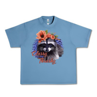Pebble Blue Classy But a Little Thrashy Raccoon with Flowers Urban Heavy Tee - Bettercallsaul