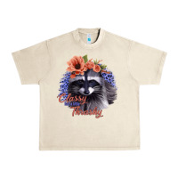 Sandshell Classy But a Little Thrashy Raccoon with Flowers Urban Heavy Tee - Bettercallsaul