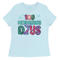 Baby Blue 100 mermazing days Ladies Tee - MaliasSmallBusiness