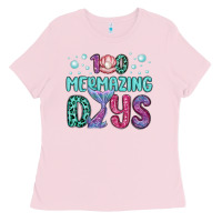 Bubblegum Pink 100 mermazing days Ladies Tee - MaliasSmallBusiness