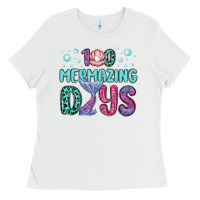 White 100 mermazing days Ladies Tee - MaliasSmallBusiness