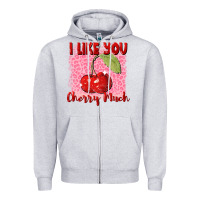 Heather Grey I like you cherry much Valentine's Day Zipper Hoodie - FaDigitalArtStudio