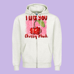 I Like You Cherry Much Valentine's Day Zipper Hoodie Designed By Fadigitalartstudio