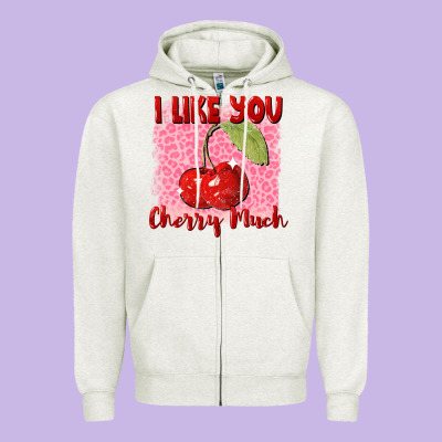 I Like You Cherry Much Valentine's Day Zipper Hoodie Designed By Fadigitalartstudio