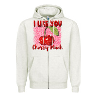 Oatmeal Heather I like you cherry much Valentine's Day Zipper Hoodie - FaDigitalArtStudio