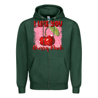 Sports Green I like you cherry much Valentine's Day Zipper Hoodie - FaDigitalArtStudio
