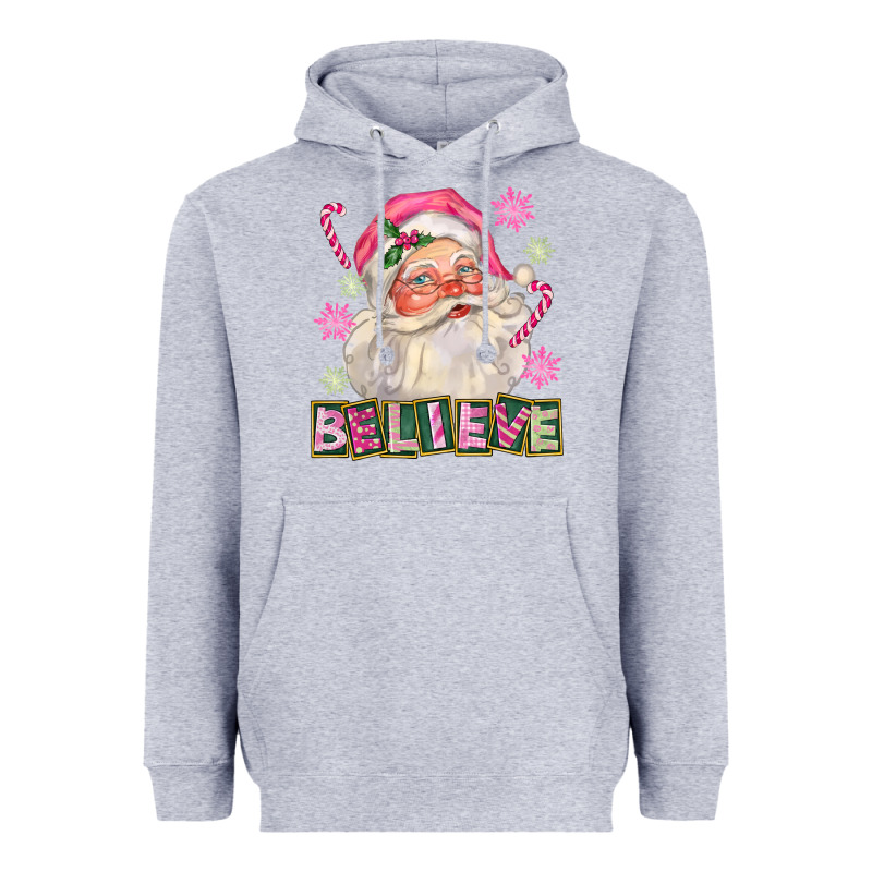 Pink Believe Santa Christmas Heavyweight Hoodie by FaDigitalArtStudio | Teevron